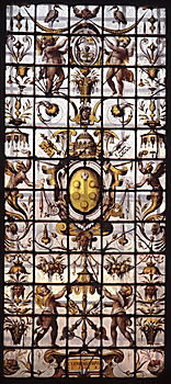 Stained-glass window in Michelangelo's library Stained-glass window in Michelangelo's library